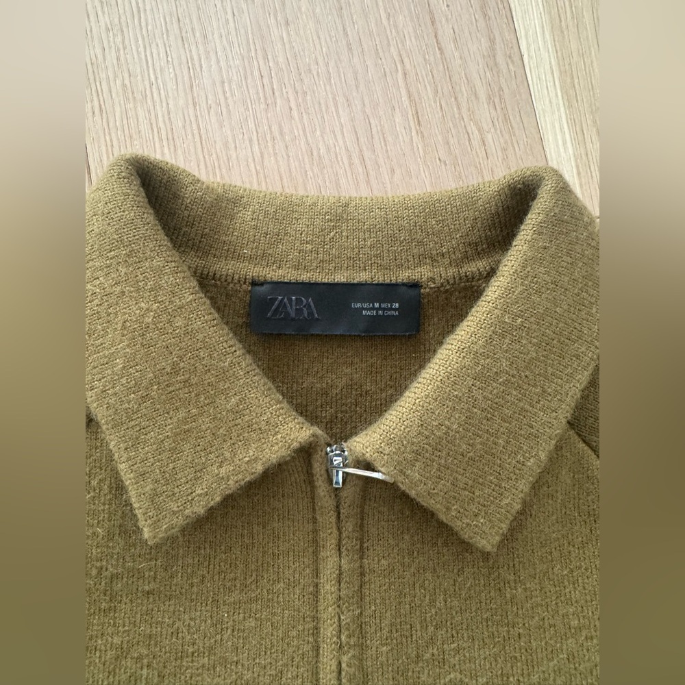 ZARA ZIP-UP CARDIGAN OLIVE GREEN MEDIUM - Picture 10 of 10